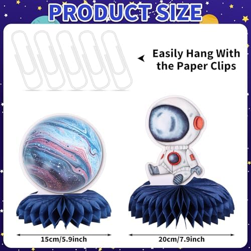 12 PCS Space Theme Party Decorations Outer Space Honeycomb Centerpieces