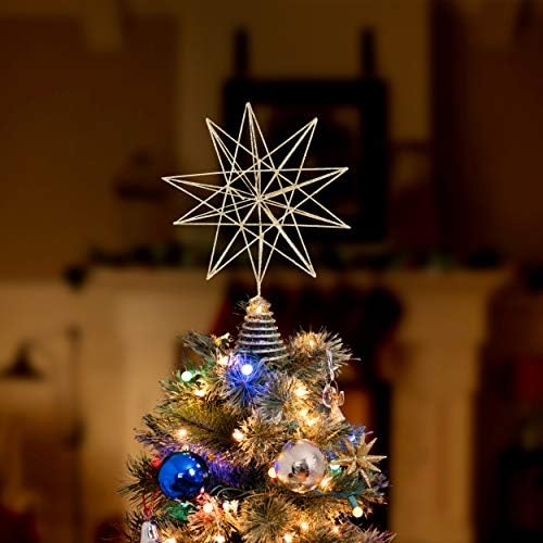 Glitter Star Christmas Tree Topper - 3-D Star Decor Ornament Decoration 13"