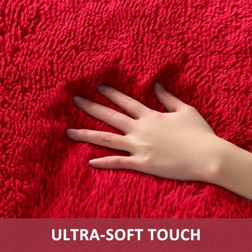 Ophanie Red Rugs for Bedroom Living Room, Fluffy Fuzzy Furry Carpet, Plush Soft Shaggy Bedside Indoor Floor 4x6 Area