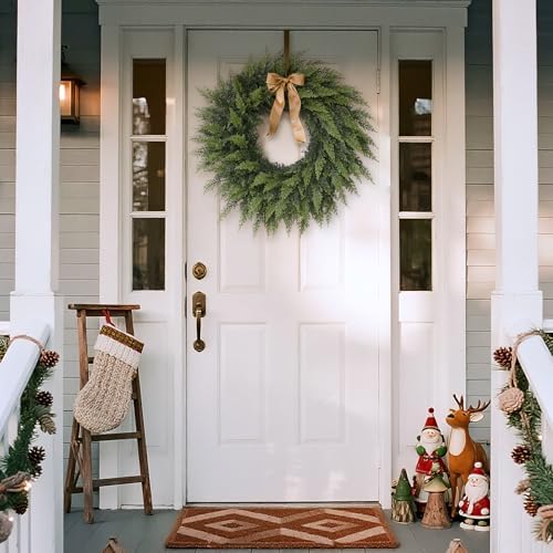 24" Lifelike Touch Artificial Cedar Wreath for Front Door Christmas Decor