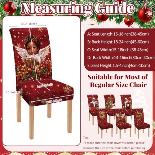 Moukeren 6 Pcs Christmas African American Dining Chair Covers
