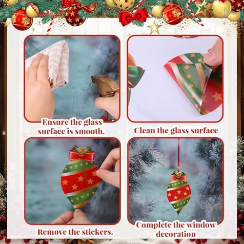 Simgoing 12 Sheets Christmas Window Clings, Removable Ball Ornament Decor