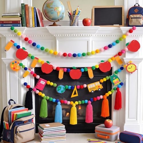 Rattanview 4 Pcs Back to School Classroom Garland First Day of School Decor