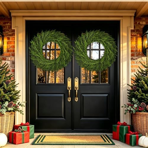 32" Large Norfolk Pine Wreath, Artificial Christmas Wreath for Front Door