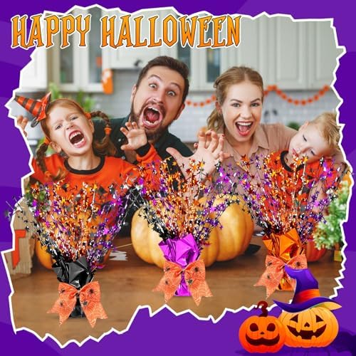 Suncalla 6 Pack Halloween Table Centerpiece Decoration Metallic Black Orange Purple Stars Centerpiece for Party Supplies Table Decoration