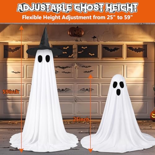 Halloween Ghost Decorations, 2 Pack 59" Lighted Ghosts with Remote