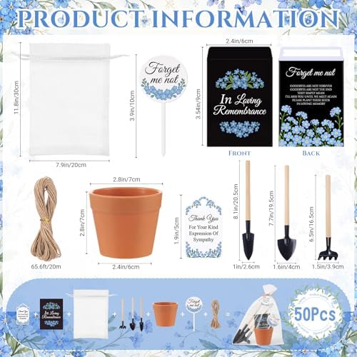 Amyhill 50 Sets Forget Me Not Funeral Favors for Guests Bulk