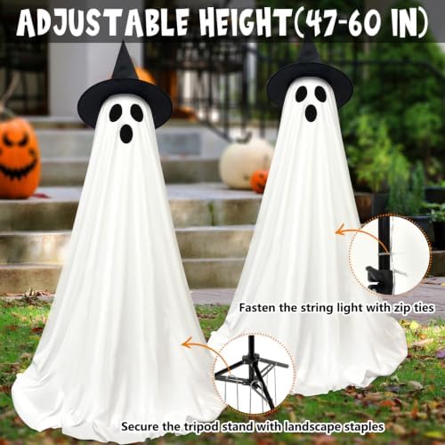 DAZONGE 2-Pack Halloween Ghost Decorations Outdoor with Remote Lights
