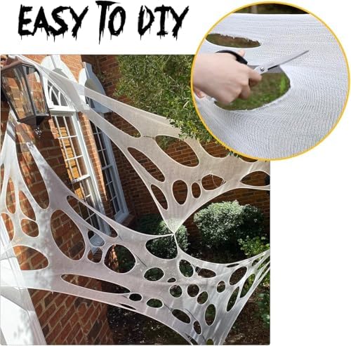DAZONGE 2-Pack Stretchy Spider Web Halloween Decorations Outdoor