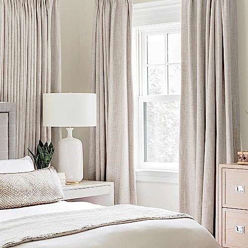 MIULEE 100% Blackout Linen Curtains for Bedroom 42x45 Inches Ivory