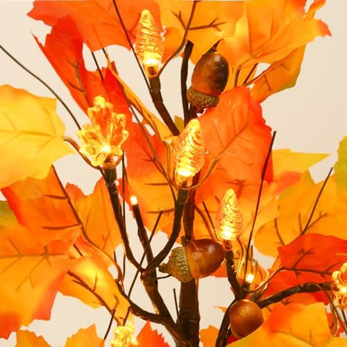 Joyhalo 2 Pack 23.5 Inch Fall Trees with Lights