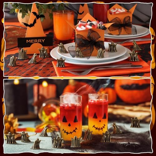 Civaner 50 Pcs Halloween Mini Brass Figurine Miniature, Scary Ghosts