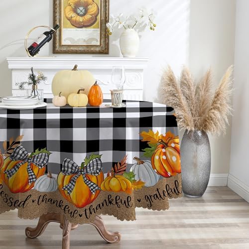 Fall Round Tablecloth 60 inches - Fall Decorations for Home