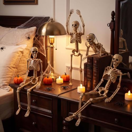 5 Pack 16 Inch Halloween Skeleton Decoration Spooky Prop for Indoor Outdoor