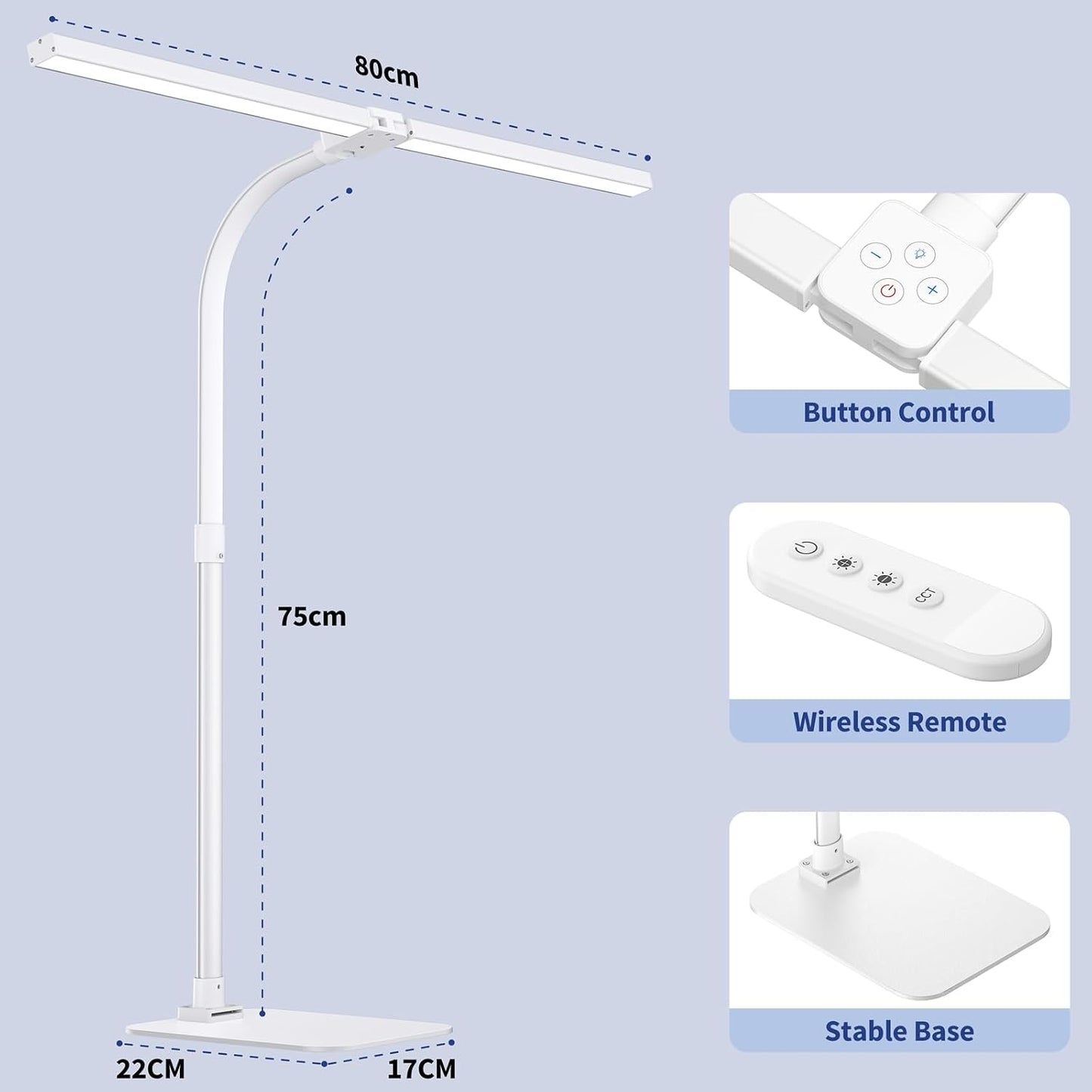LED Desk Lamp Architect Task Light Dual Head Modern Flexible Gooseneck Tall | Dimmable Light for Home Office, 5 Color