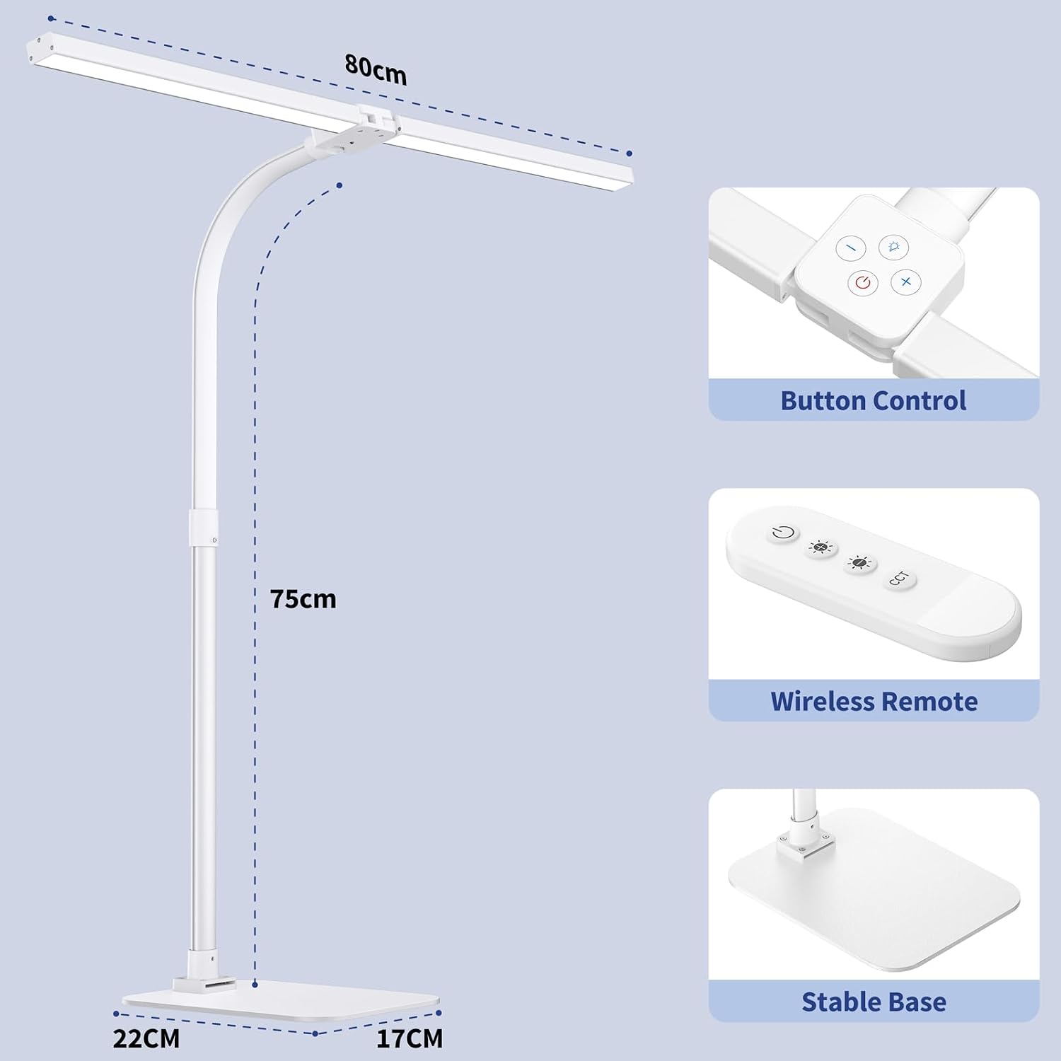 LED Desk Lamp Architect Task Light Dual Head Modern Flexible Gooseneck Tall | Dimmable Light for Home Office, 5 Color