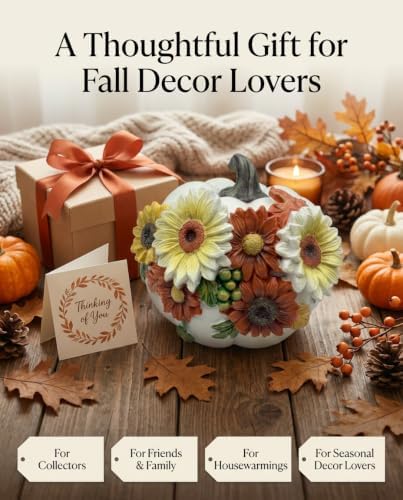 Fall Decorations for Home Floral Pumpkin Figurine Harvest Tabletop Decor