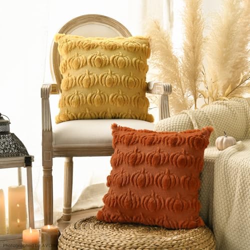 AVOIN colorlife Caramel Yellow Beige Fall Throw Pillow Covers 18x18 Inch