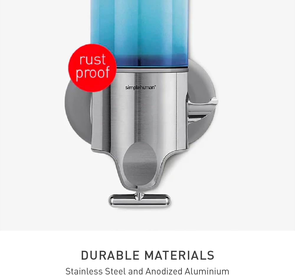 simplehuman Triple Wall Mount Pumps, Hotel-Grade Refillable 3-Chamber Shampoo Conditioner Body Wash Shower Dispenser
