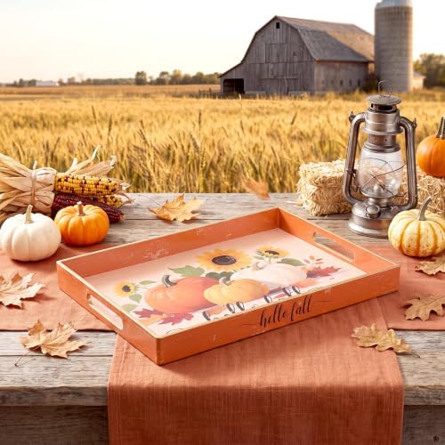Fall Serving Tray with Handles, Acrylic Rectangular Party Platter