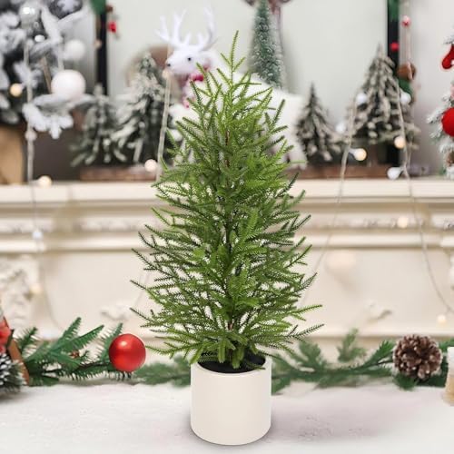 2.6FT Artificial Small Mini Pine Tree for Tabletop, Real Touch 31 inch Premium Artificial Topiary Tree Potted Plants for Home Tabletop Entryway Living Room Indoor Outdoor Decor