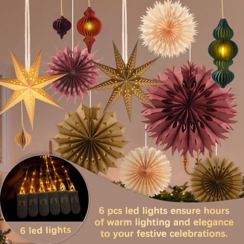 Christmas Honeycomb Snowflake Fans Hanging Ornamnets Set