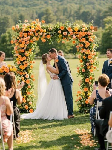 30PCS Orange Artificial Flowers, Real Touch Fake Roses for Fall Decorations
