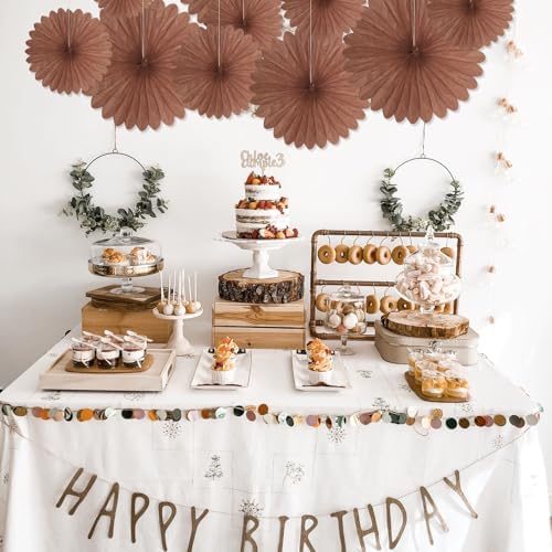 20 Pcs Deep Brown Hanging Paper Fan, Hanging Honeycomb Round Paper Fans for Weddings, Birthdays, Christmas, Baby Showers, Classroom, Events Ceiling Party Supplies Decorations