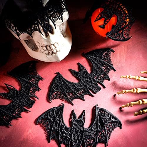 Hoteam 12 Pcs Halloween Lace Bat Decorations Window Wall Party,Black