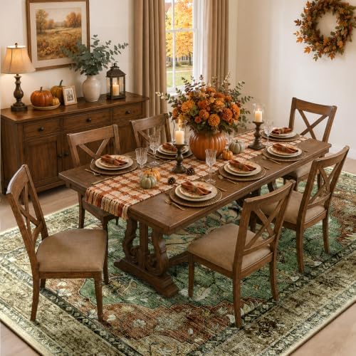 RELEANY Washable Area Rug, 8'x10', Brick/Brown/Green