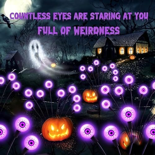 ASMAD Halloween Decorations Outdoor Solar Scary Eyeball Light,10Pack 80LEDs