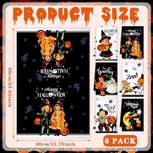 FuWeave 6 Pcs Halloween Kitchen Towels Funny Kitchen Decor