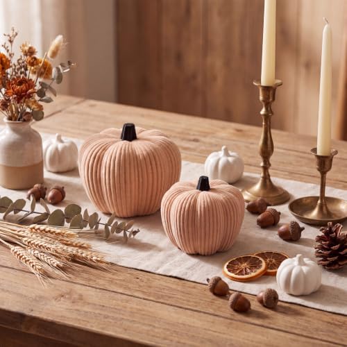 RattanView 2 Pack Pumpkin Fall Decor, Faux Pumpkin for Farmhouse Home Decor