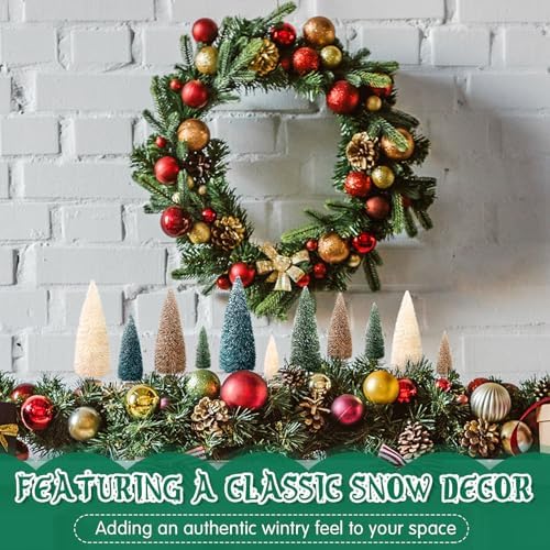 Vinsot 20 Pcs Bottle Brush Christmas Trees Miniature Tree, Green,Gold