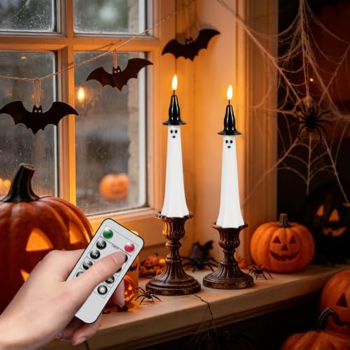 Halloween Witch Flameless Taper Candles with Remote and Timer
