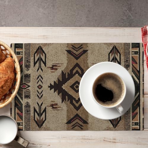 Southwestern Placemats Set of 6 18x12 Inch Western Southwest Linen Place Mat Heat-Resistant Washable Wipeable Native American Table Mat for Party Kitchen Dining Home Decor