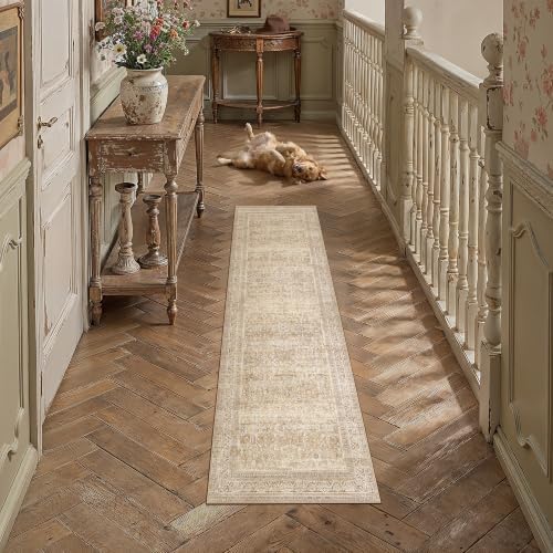 2x8 Beige Neutral Retro Runner Rug