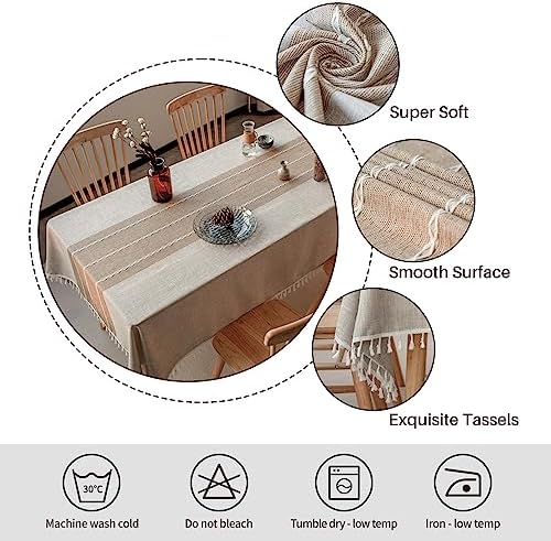 Deep Dream Tablecloths, Waterproof Table Cloth, Linens Wrinkle Free Anti-Fading, Rustic Table Cover Decoration for Kitchen Dinning Party Christmas (Square,55''x55'',4 Seats, Light Coffee)