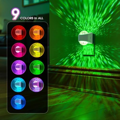 Briignite Night Lights Plug into Wall, Night Light Projector 9-Color RGB