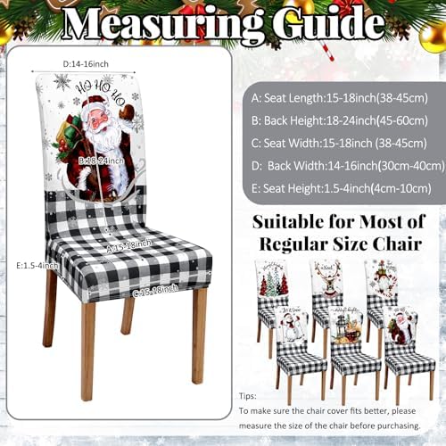 Moukeren 6 Pcs Christmas Plaid Chair Covers Dining Chair Slipcovers