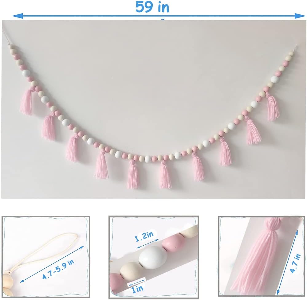 in Boho Tassel Garland / Pink+tassel / 59 Inch