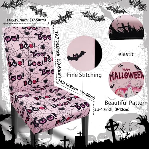 Halloween Chair Covers Set of 4 Ghost Dining Chair Covers for Party Kitchen Removable Seat Cover for Chairs Halloween Decorations Indoor