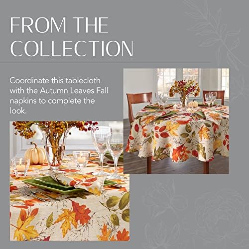 Threadmade Autumn Leaves Fall Printed Tablecloth, Multicolor - 60"W x 102"L