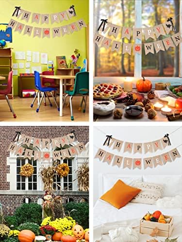 Mandala Crafts Burlap Happy Halloween Banners Garland Rustic Decorations