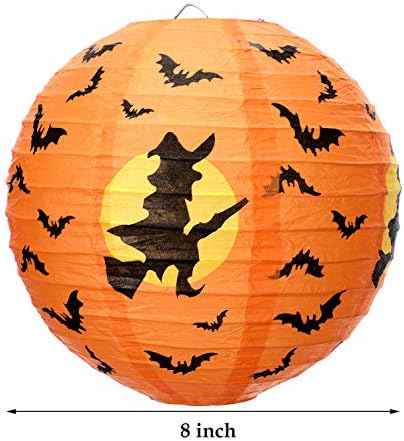 Mudder 12 Pcs Halloween Pumpkin Paper Lanterns 8 Inch Hanging Decor