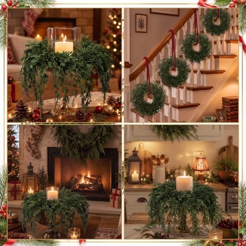 4 Pcs Small Christmas Cedar Wreaths 12 Inch Mini Drop Wreath