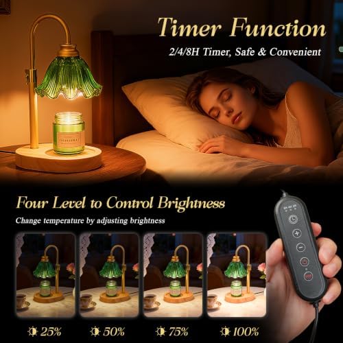 Flower Candle Warmer Lamp with Timer & 4-Level Dimmer, Adjustable Height