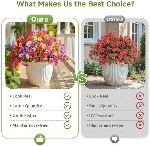 Alupssuc 24 Bundles Artificial Daisy Flowers UV Resistant for Outdoor Decor