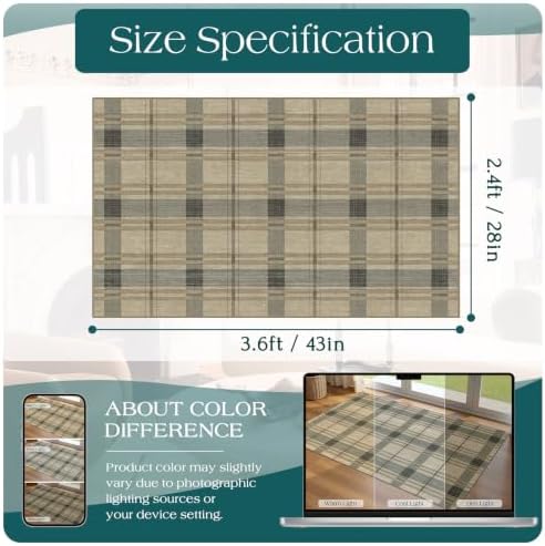Plaid Outdoor Rug - 28"x43" Front Door Mat Indoor Outside Entrance