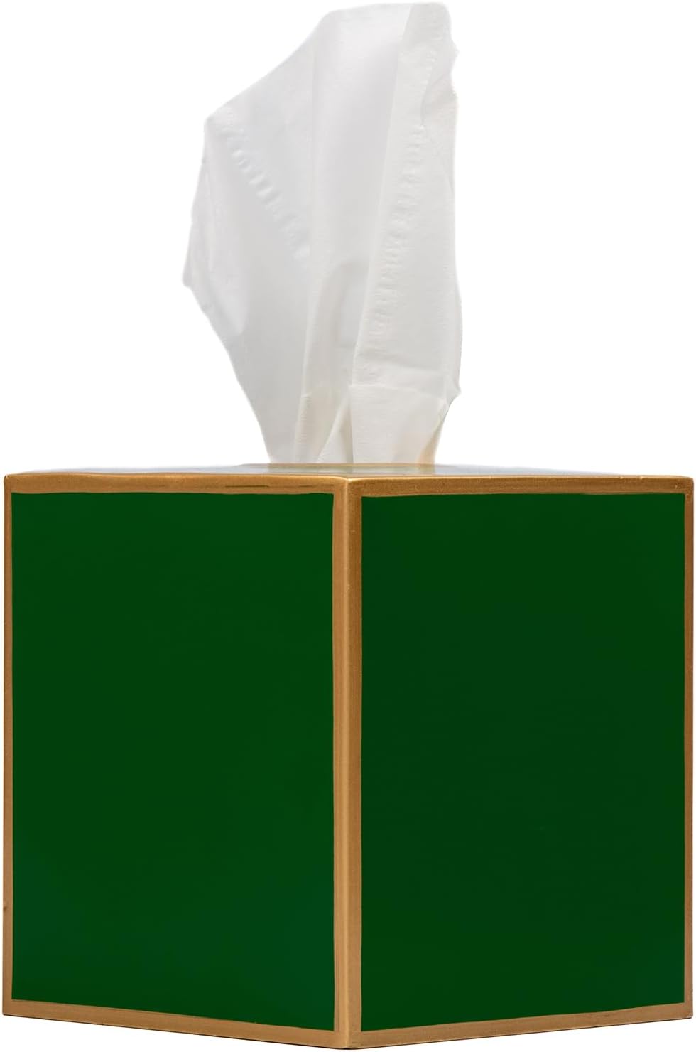 Jaye’s Studio Decorative Square Metal Tissue Box Cover Gold / Emerald Green